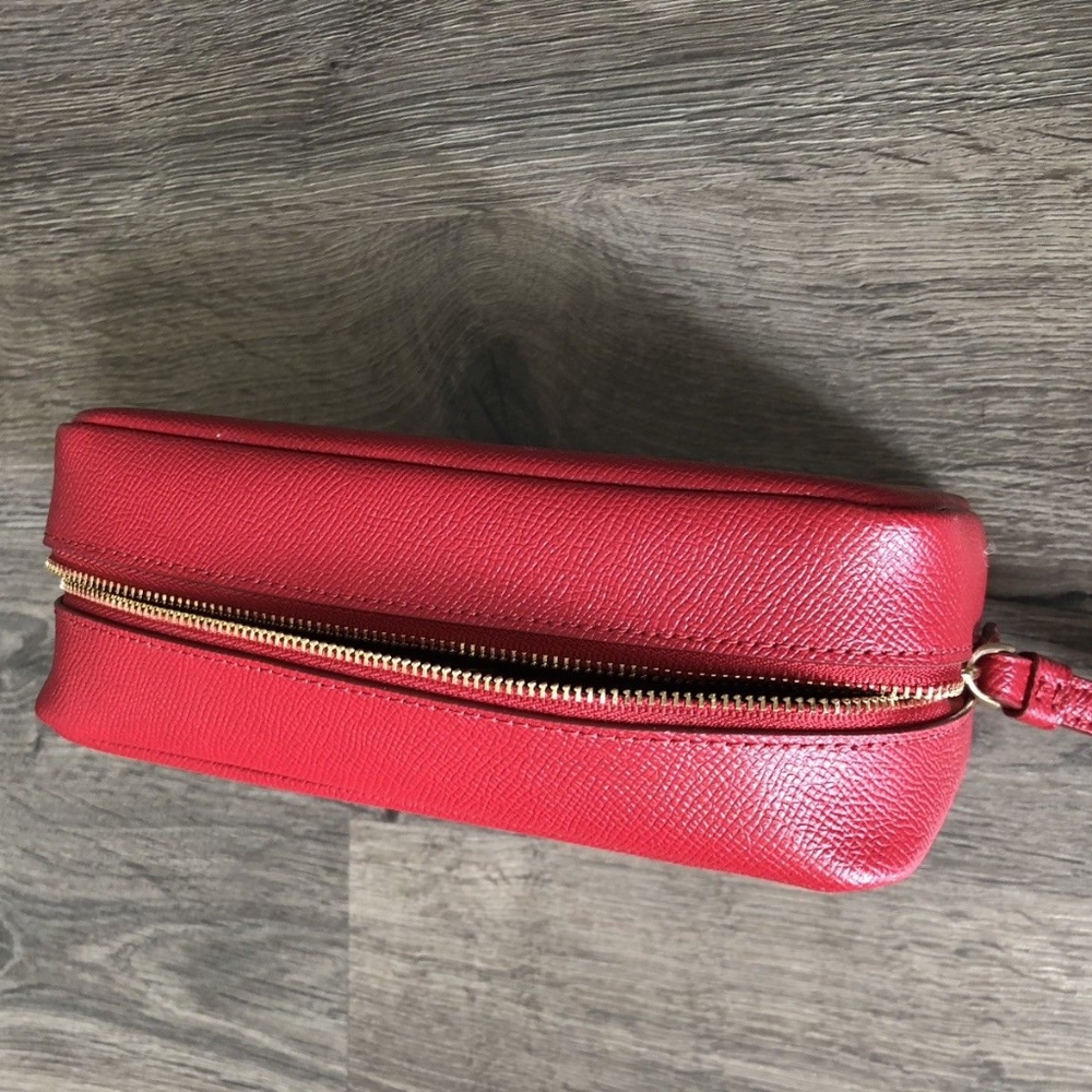 Coach Crossgrain Leather True Red Cosmetic Bag - Picture 7 of 8